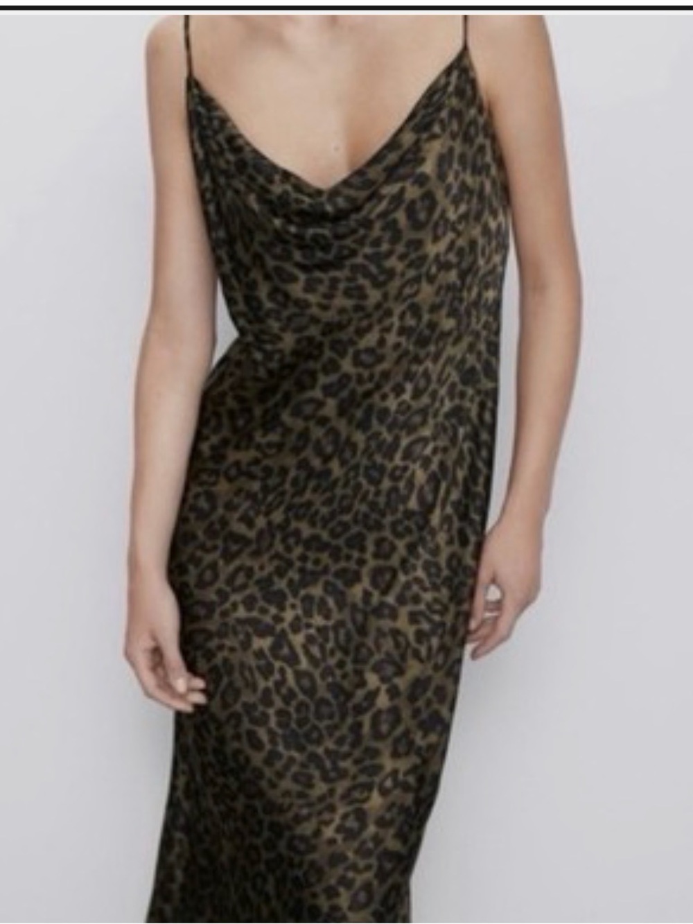 Zara Olive and Black Leopard Slip Dress